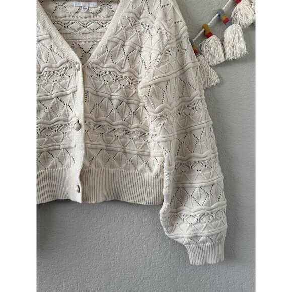 Dear John Jade Pointelle Jewel Button Down Cardigan Boho Coquette Feminine L - Picture 4 of 10